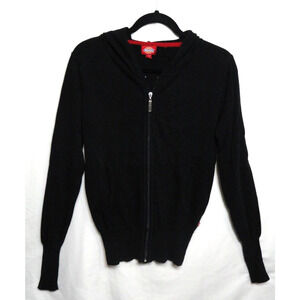 Dickies Girl Black Knit Zip Up Hoodie Long Wrist Cuffs Teen Girls Size Large